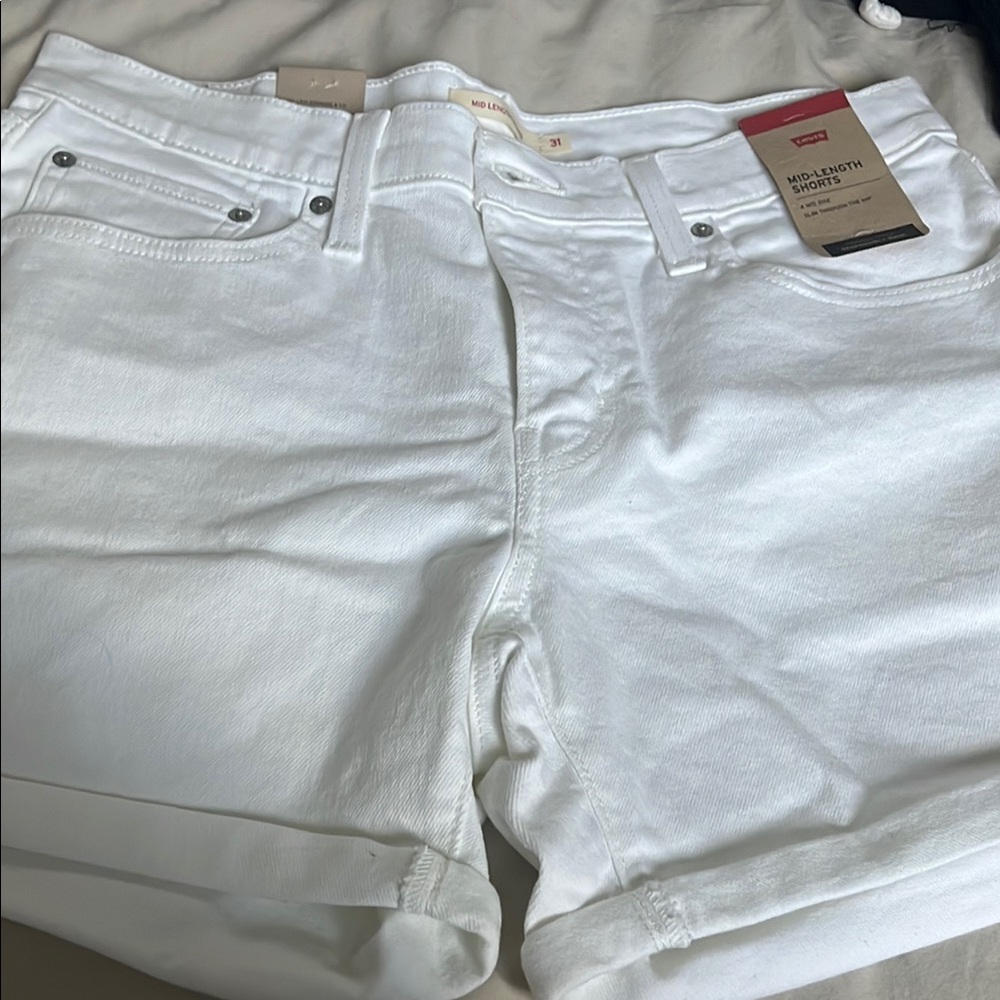 White Mid-Rise Shorts